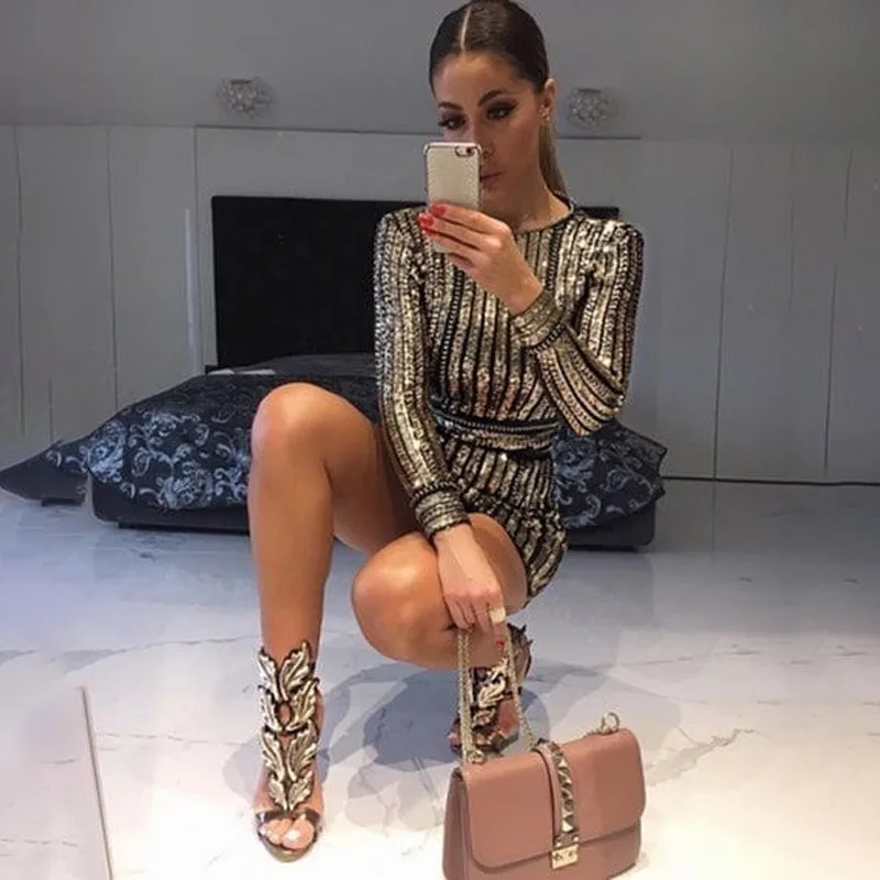 Женское платье с пайетками Slaygirl элегантное облегающее без бретелек короткое