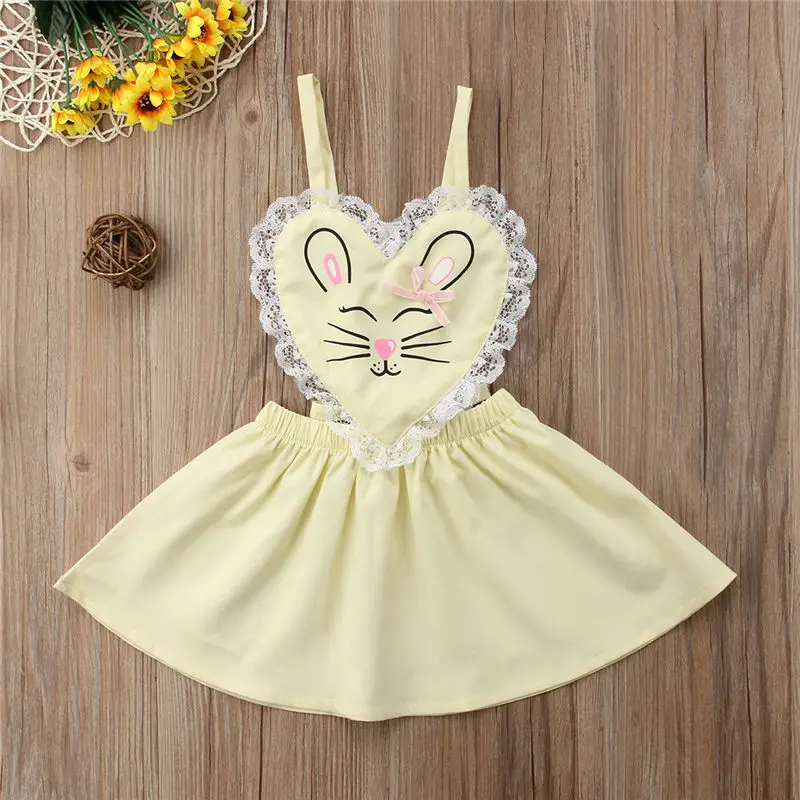 Pudcoco/Модные Пасхальные милые кружевные платья с рисунком кролика для маленьких