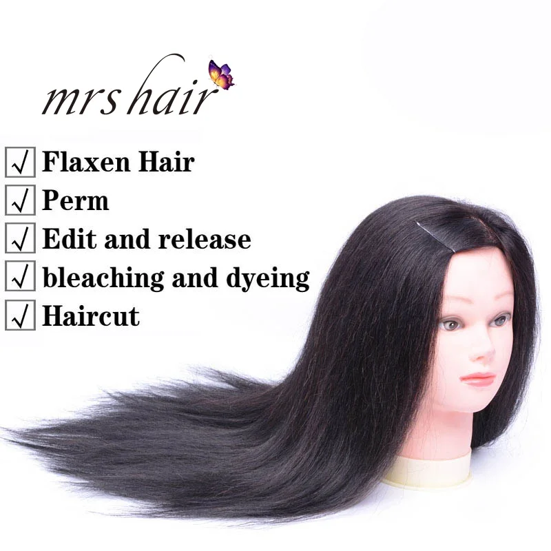 MRS HAIR Учебная модель головы настоящие человеческие волосы модель головы Парикмахерская обучение "-18" Черный Коричневый Цвет обучение мод