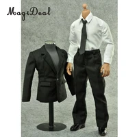 cool 16 scale fabric black suit full set for 12 inch male action figure body dolls clothes accessory toy