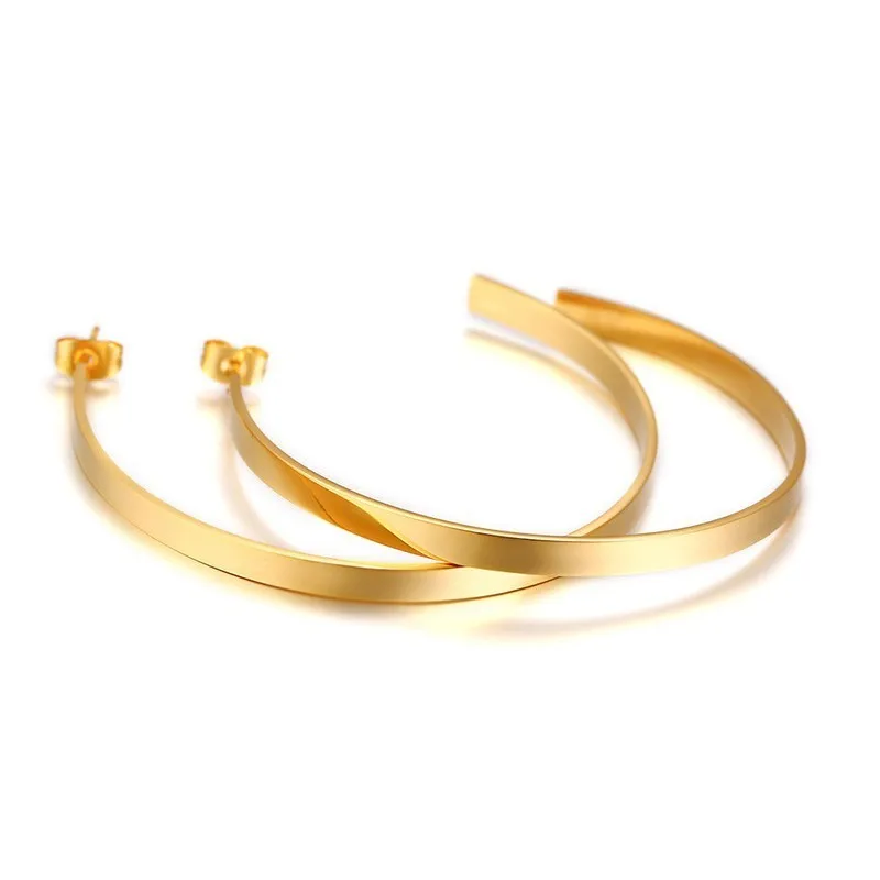 

Vnox Simple Big Earrings for Women Jewelry Gold Tone Stainless Steel Hoop Earrings arete