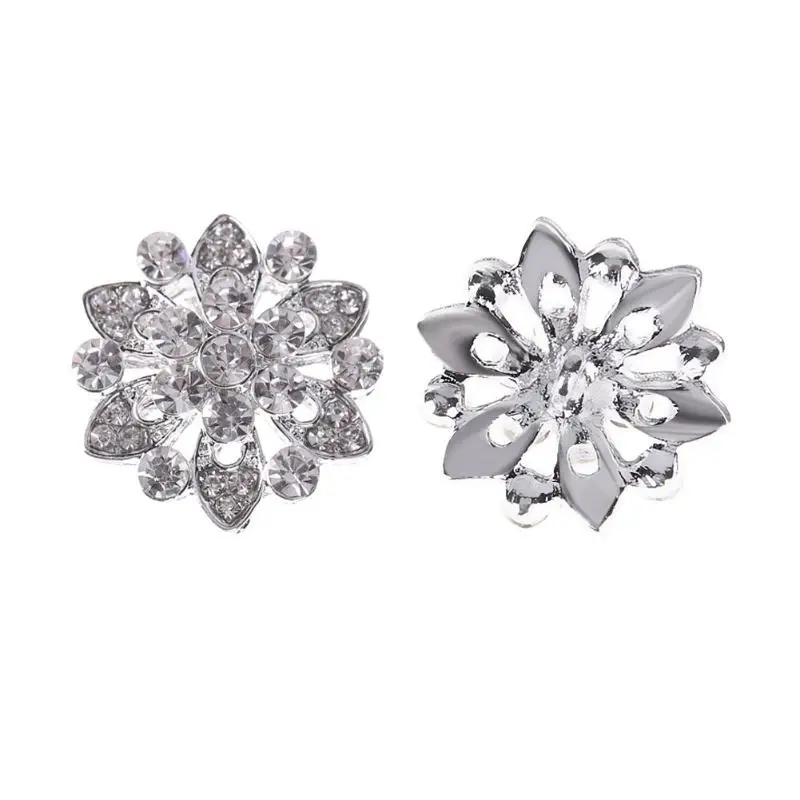 10 шт. в форме цветка пуговица с прозрачными стразами свадебное платье