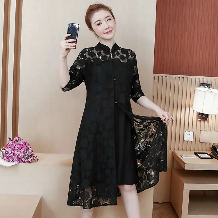 2019 весеннее летнее винтажное кружевное платье модное женское повседневное