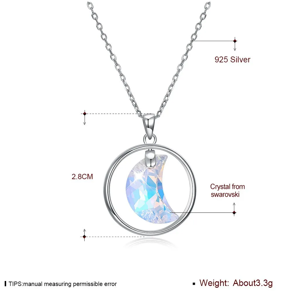 Женское ожерелье с Луной и кристаллами Swarovski S925 модные ювелирные украшения для