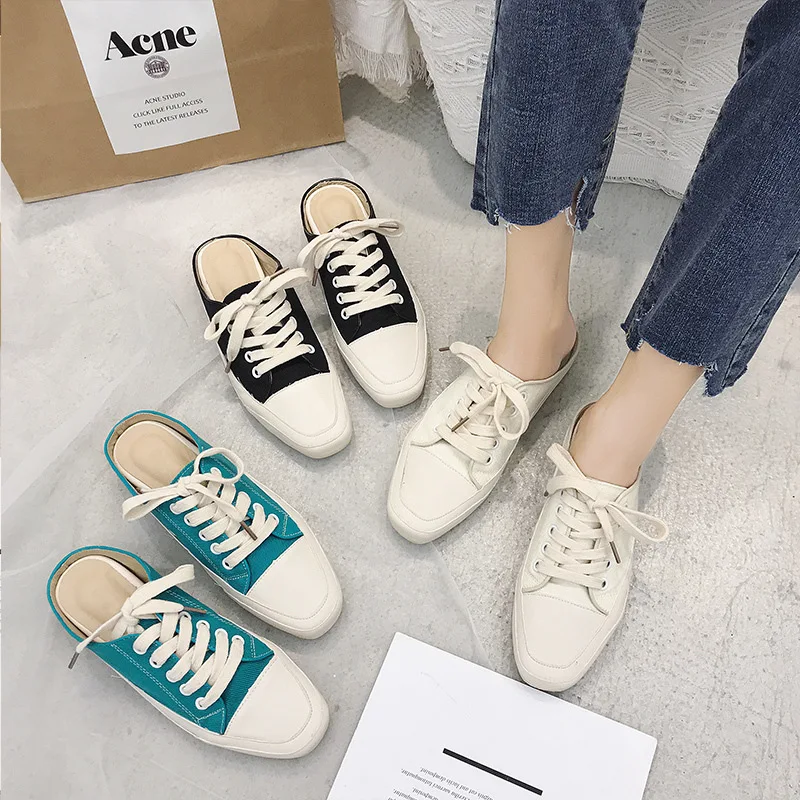 2019 летние женские парусиновые тапочки лоферы Лоскутные слипоны на плоской