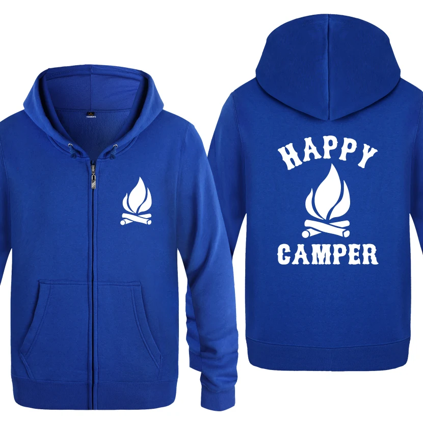 Кемпинг Happy Camper забавные креативные толстовки Для мужчин 2018 с застежкой молнией