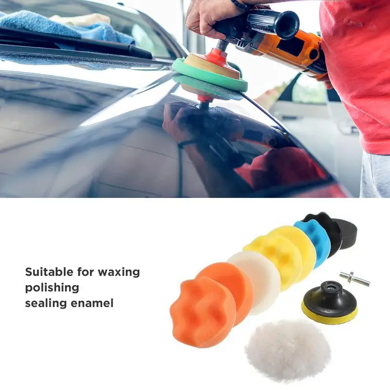 

3 Inch/5 Inch Car Sponge Polishing Pad Hand Tool Kit Car Polisher Pad Buffer Gross Polish Polishing Kit Set Drill Adapter