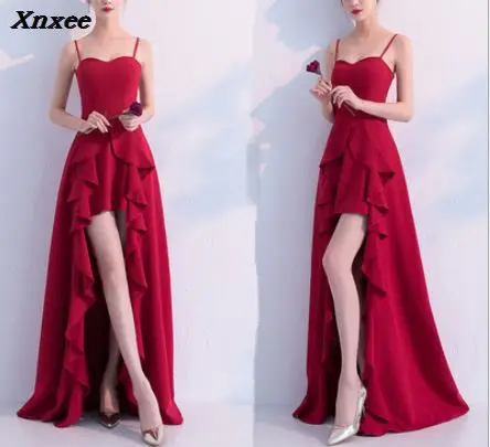 

2018 Boat Neck Royal Blue Xnxee Women's Off Shoulder Long Dresses High Low Formal Gowns Xnxee