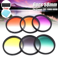 6pcs 58mm camera lens filter for canon eos 1100d 600d gradient filter photography accessories with storage bag