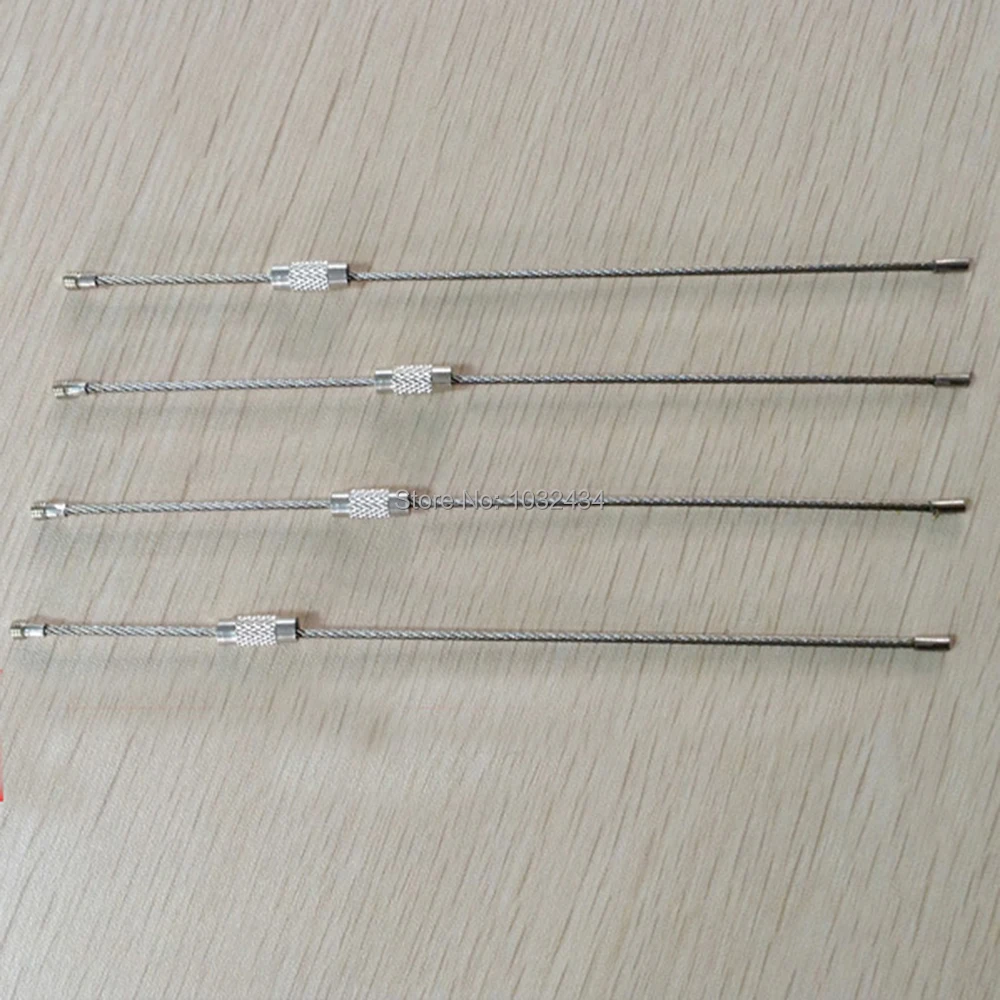 

200 pcs/lot Screw Locking Stainless Steel Wire Key chain Cable Rope Key Holder Key Chain Rings Cable