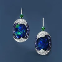 exquisite dangle hook ear womens opal drop earrings blue 2020 fashion vintage popular beautiful