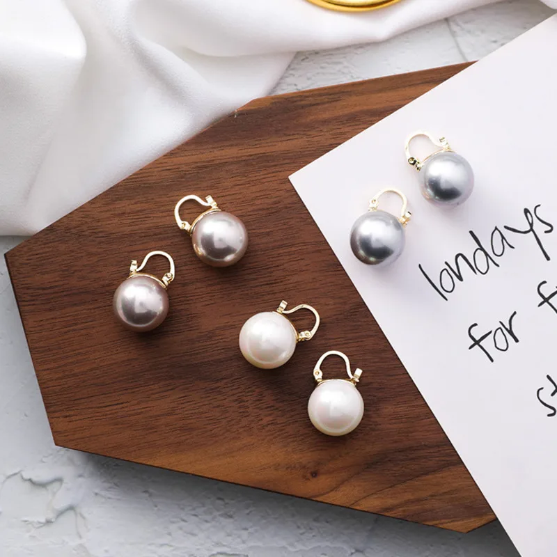 Gold Color Geometric Round Circle Pearl Ball Hoops Earrings Women Elegant Big Wedding Huggie | Украшения и аксессуары