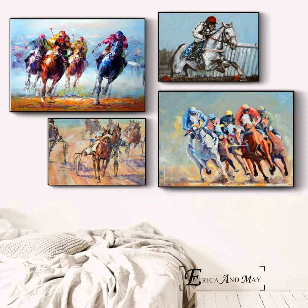 

Horse Racing Classic Canvas Painting Posters And Prints For Living Room No Framed Wall Art Picture Home Decor On Sale