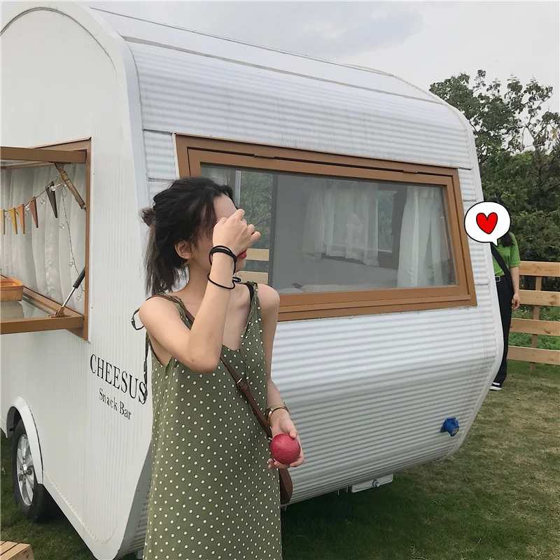 Женское пляжное платье в горошек Lychee свободное до середины икры с открытыми