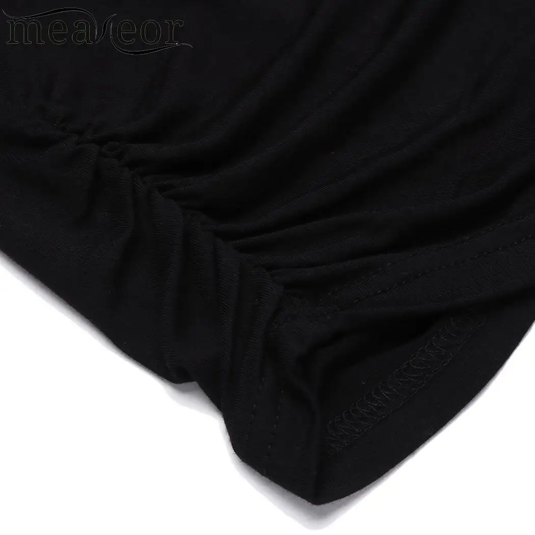 Meaneor рукав Slim Fit повседневный круглый вырез короткий женский замочный Футболка