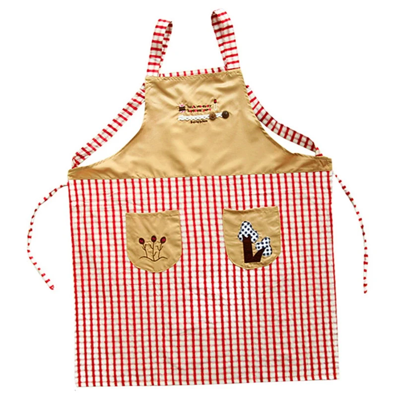 Классический фартук с вышивкой плед для женщин бант кухня поварский платье