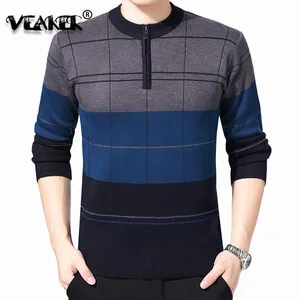 Мужской кашемировый свитер с круглым вырезом, на молнии