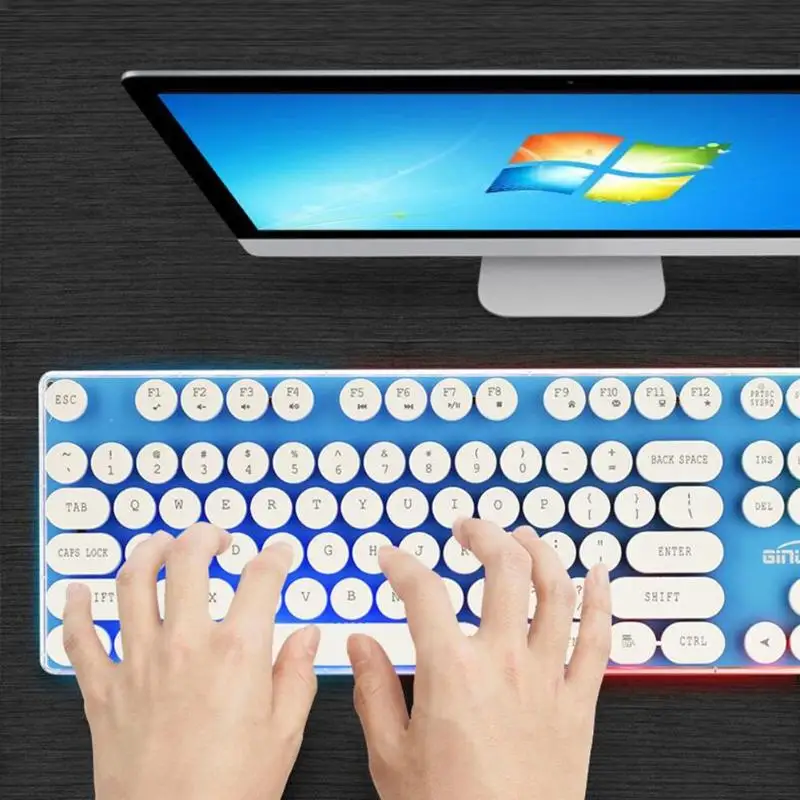 104 ключа стимпанк игровая клавиатура RGB с подсветкой Механическая USB Проводная