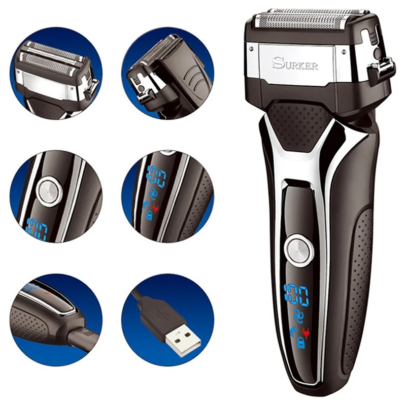 Surker Rscx 9008 Мужская Профессиональная с ЖК цифровым дисплеем 3D плавающее лезвие
