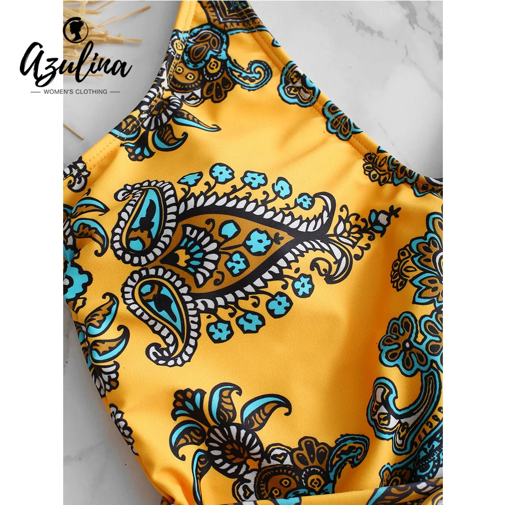 ZAFUL принтом в стиле ретро бикини 2019 Новый Для женщин Мягкий Одна деталь купальник