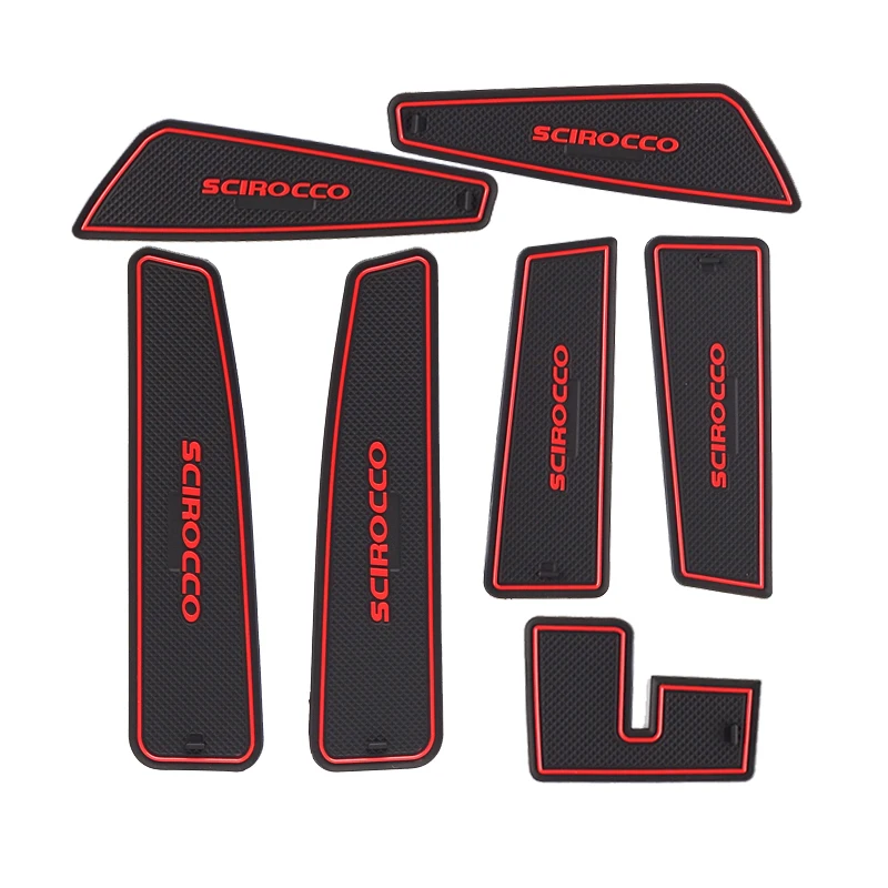 7x Car Inner Gate Slot Pad Non-slip Cup Mats Anti Slip Door Groove Mat Interior Accessories Styling For VW Scirocco 2009 - 2016 |