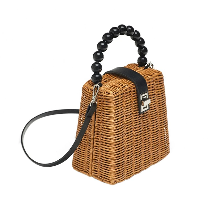 Bead Hand-Woven Straw Bag Women Small Tote Bags For Summer Travel Handle Ladies Shoulder Girl | Багаж и сумки