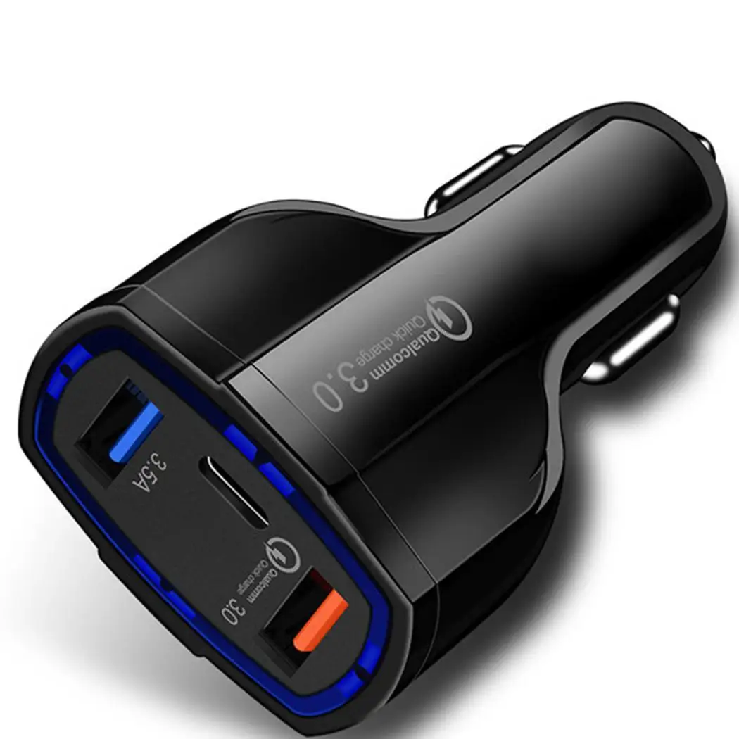 Быстрая зарядка 3 0 Dual usb type-C автомобильное зарядное устройство мобильный