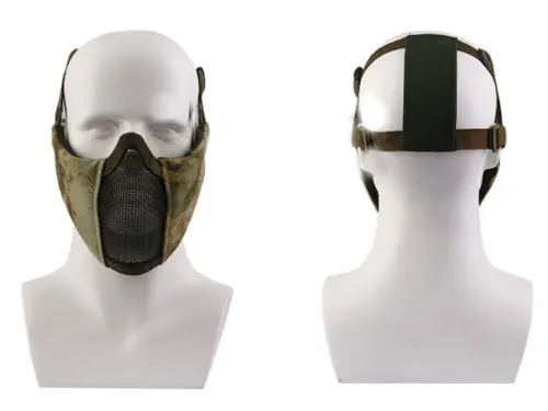 Тактическая полулицевая защитная маска с металлической сеткой чехол для