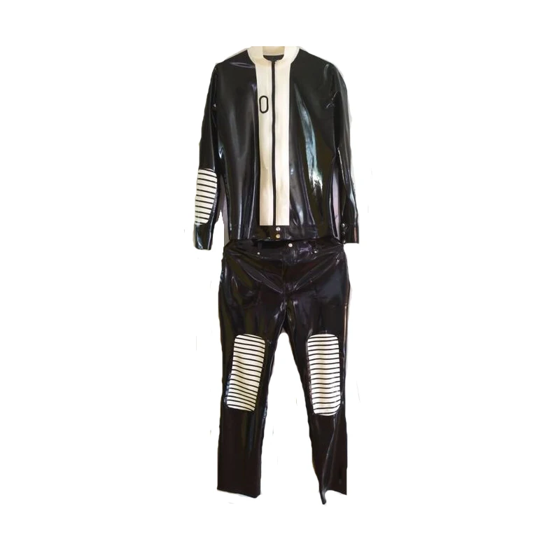 Новинка 100% резиновая Красивая мужская форма из латекса черный и белый топ