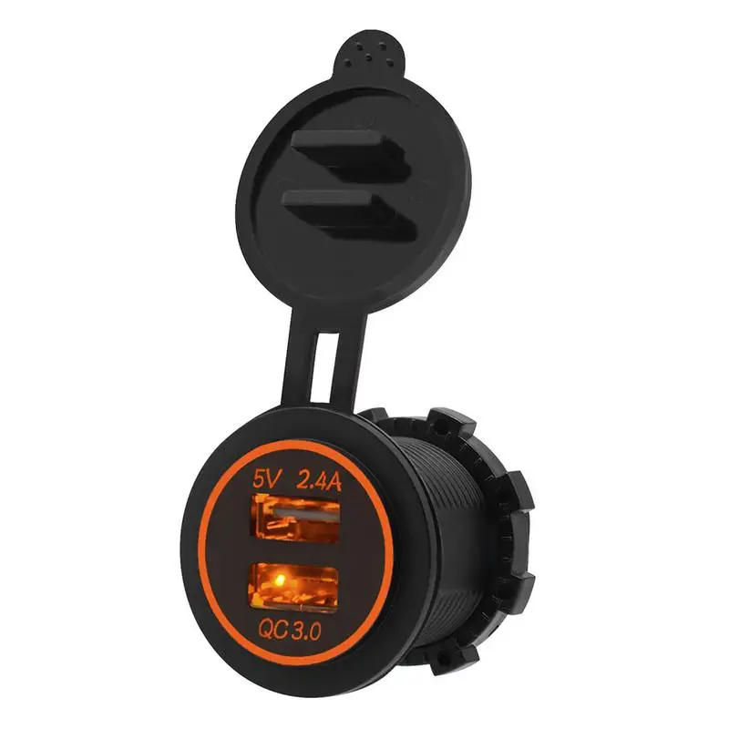 

Car Fast Charge QC 3.0 Dual USB Charger With Two Blue Terminals