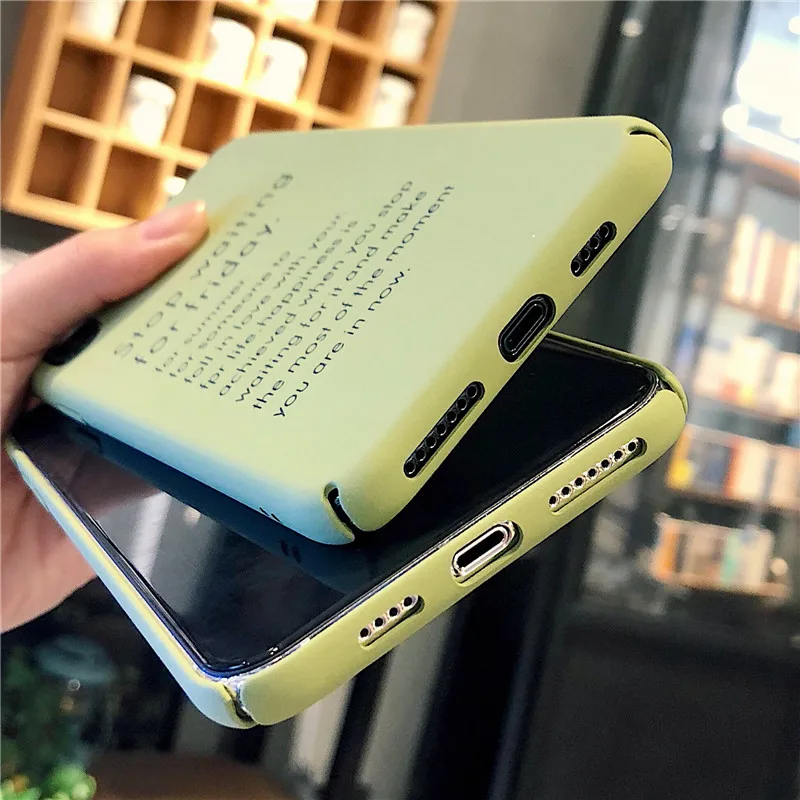 Lovebay Phone Case For iPhone 6 6s 7 8 Plus X XR XS Max Fashion Cute Cartoon Letter Matcha Green Hard PC |