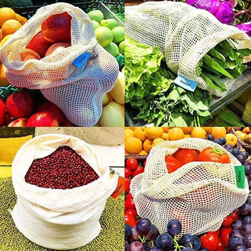 Reusable Mesh Produce Bag Washable Eco Friendly Bags For Fruit Vegetable Potato Garlic Onion Grocery Portable Shopping Pouch A30 | Дом и сад