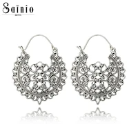 sainio hot ethnic vintage jewelry antique carving hollow dangle drop earring for women pendientes mujer brincos