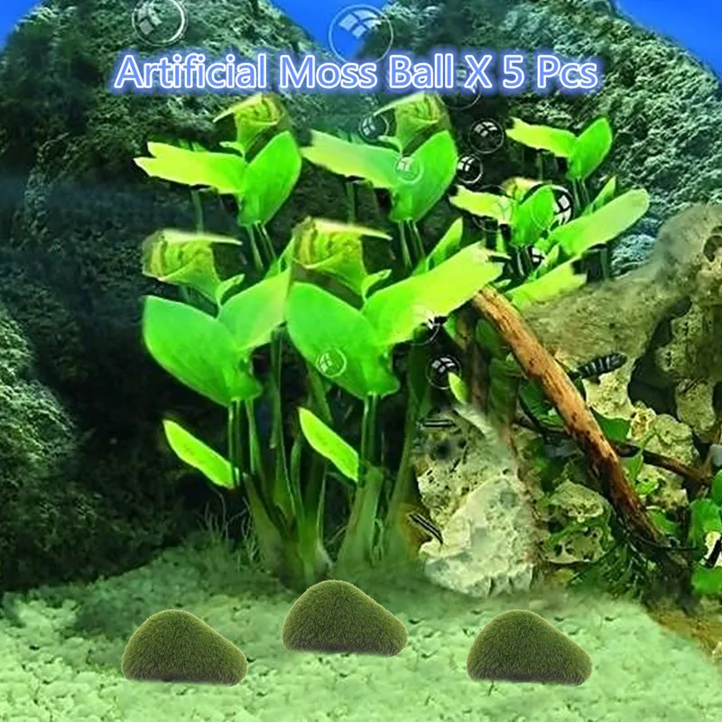 Новинка пенопласт для аквариума Зеленый мох 5 шт. растение Marimo декоративное