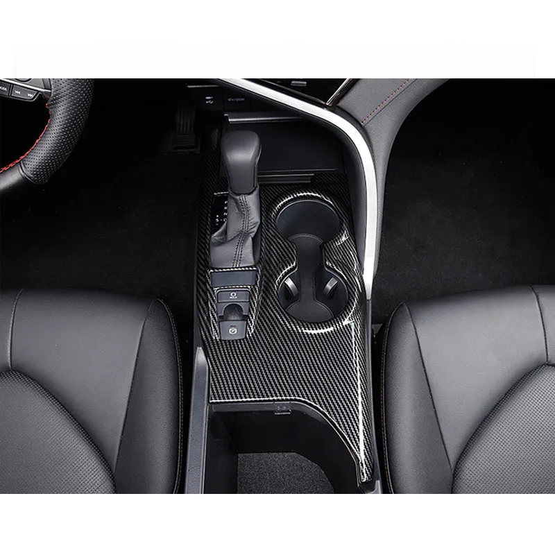 

Car Carbon Gear Shift Water Cup Holder Cover Trim Fit for Toyota Camry 2018