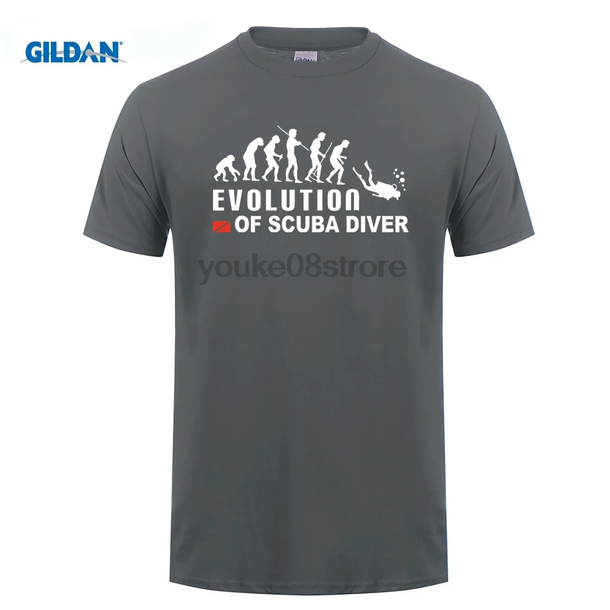 GILDAN Evolution of Scuba Diver Dive Down Flag Funny black футболка мужская летняя хлопковая футболки |