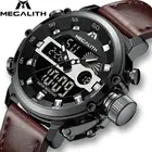 Часы наручные MEGALITH мужские водонепроницаемые, многофункциональные светодиодные спортивные кварцевые в стиле милитари