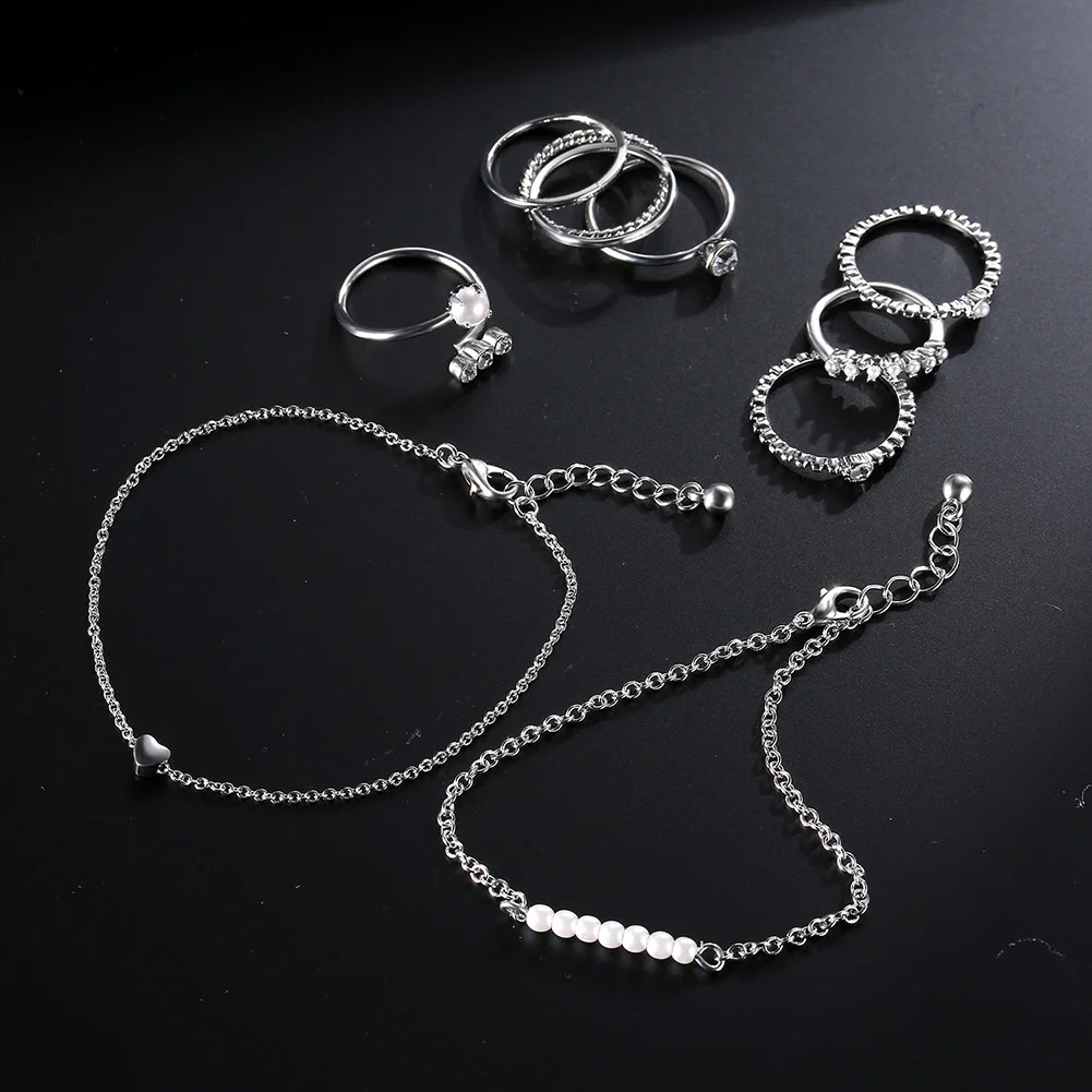 Милое сочетание кольцо браслет набор белый изысканный Многоэлементный подарок