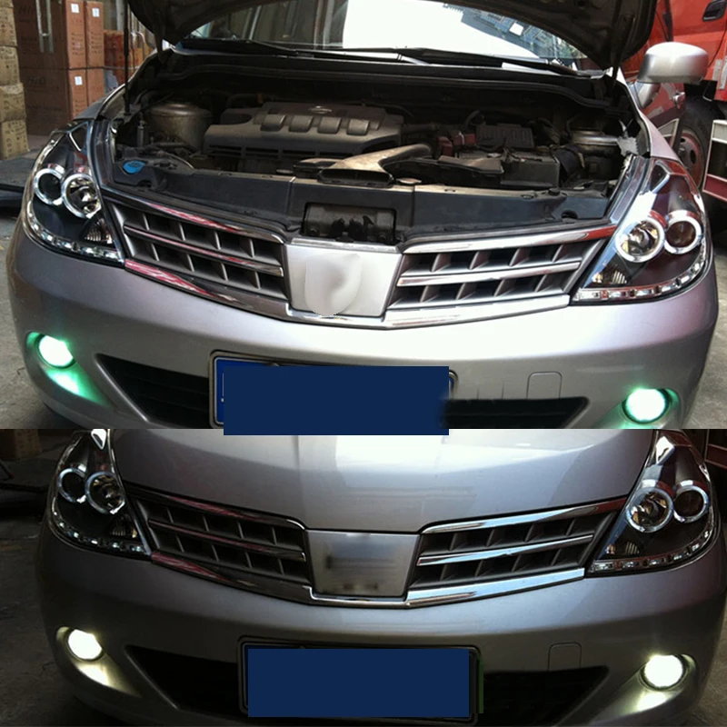 Roadot стайлинга автомобилей фары чехол для Nissan Tiida 2008 2010 DRL H7 D2H Hid вариант Ангел глаз