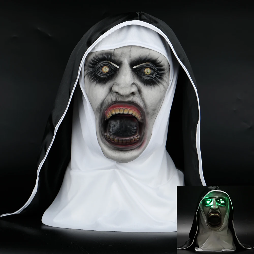 

2018 The Nun Horror Mask With Led Light The Conjuring Valak Cosplay Masks Horror Scary Halloween Party Props