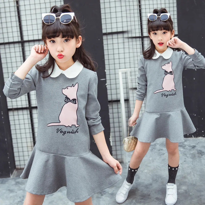 Girls cartoon Dress 2019 spring autumn dress little girl print Clothing kids dresses size for girls 3 4 5 6 7 8 9 10 11 13 years | Детская