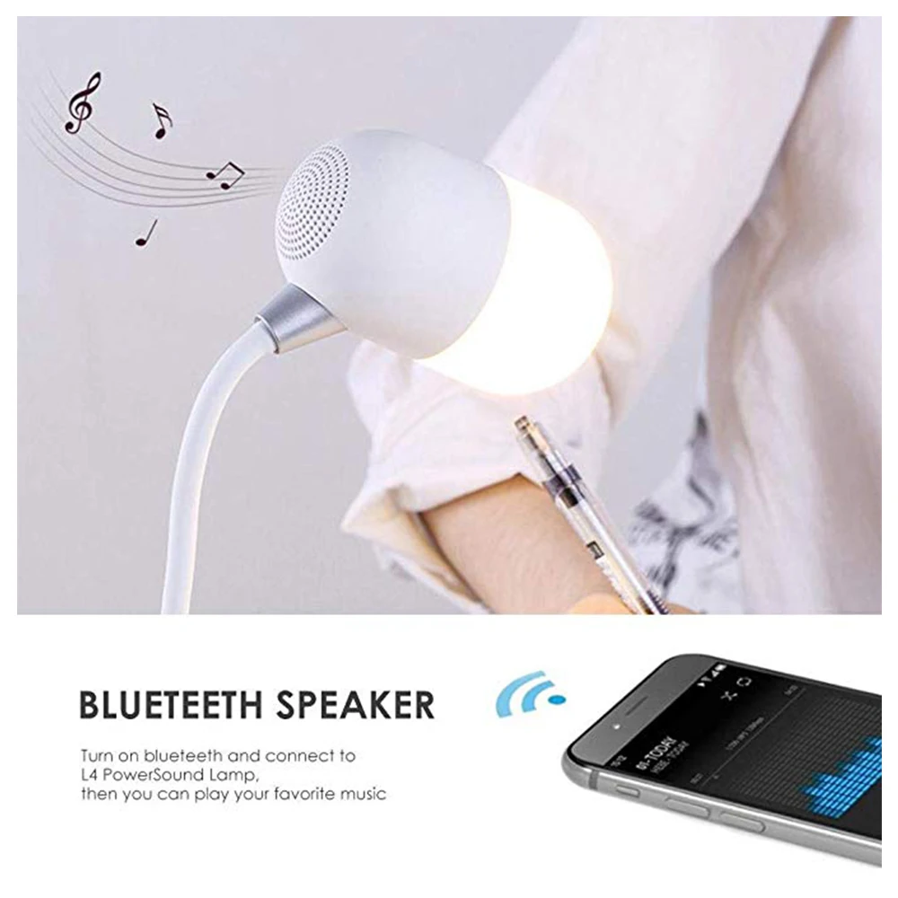 

Multifunction LED Desk Lamp with Bluetooth Speaker & Phone Wireless Charging Table Lamp 3 Light Color Dimmer for Bedroom Office