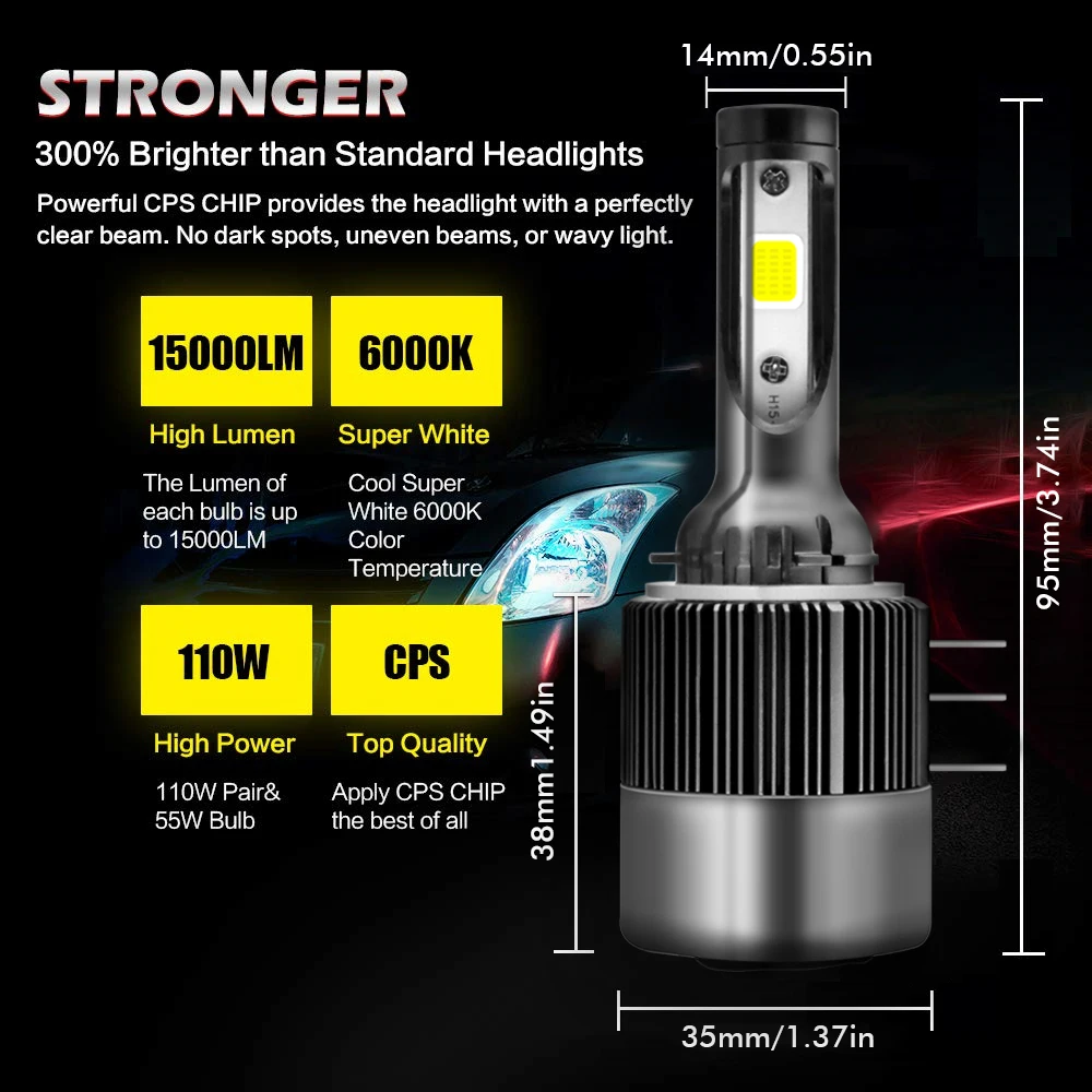 SPEVERT новый товар 2 шт. H15 Автомобильные светодиодные фары 110 Вт 26000LM Conversion Kit для Audi A3