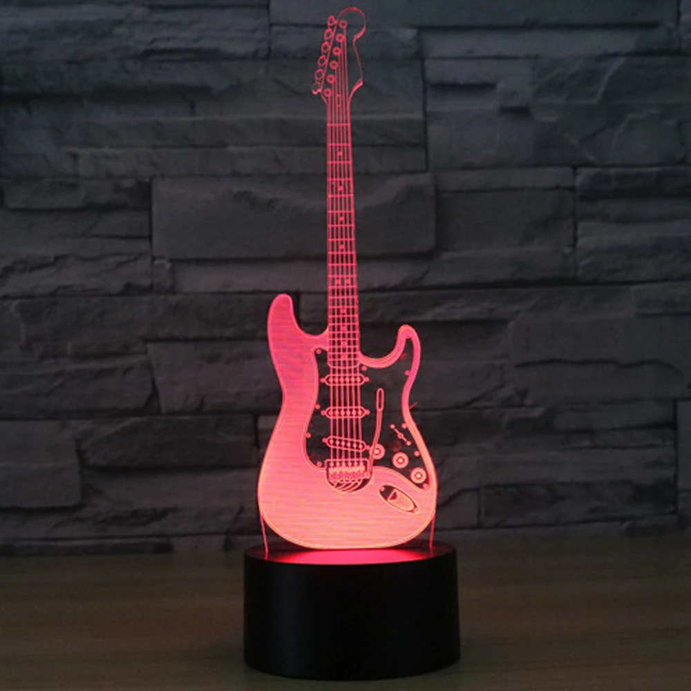 3D LED ночник электрическая гитара с 7 видов цветов лампа для украшения дома