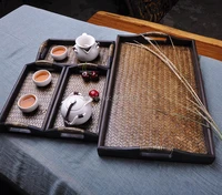 4pcset southeast asian style thai bamboo braided pallet tea room zen tea set dry tea tray family living room office tea tray