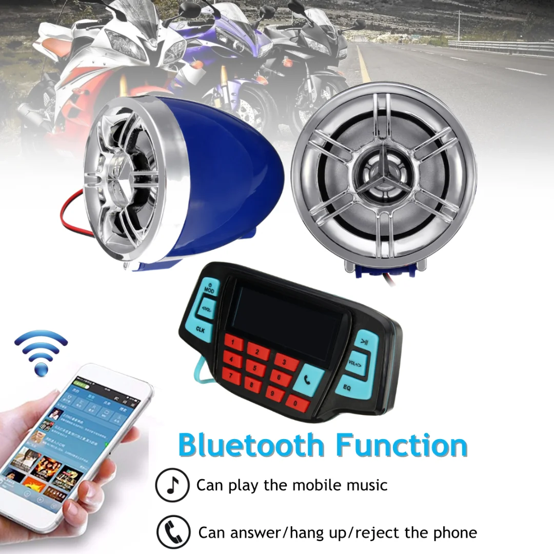 Новейшая аудиосистема 12 В с Bluetooth на руль мотоцикла FM радио MP3 динамик USB |