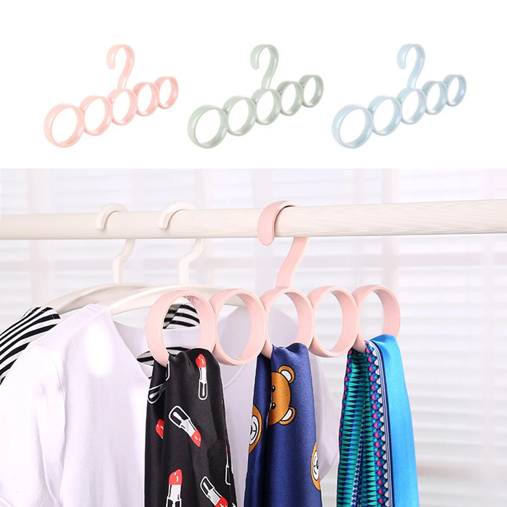 2 шт. Многофункциональная вешалка для шарфа 5 колец с отверстием дизайн банный