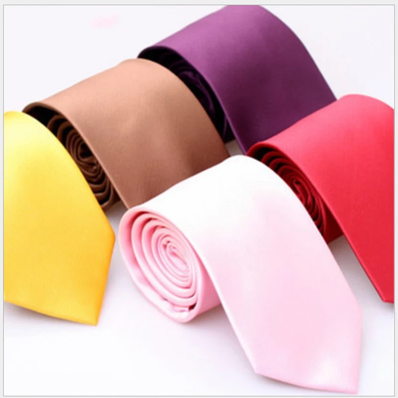 

New Arrivals 8 cm Handmade Solid Business Neckties Luxury Smooth Satin Men Neck Ties Pure Color Official Navy Pink WeddingTies