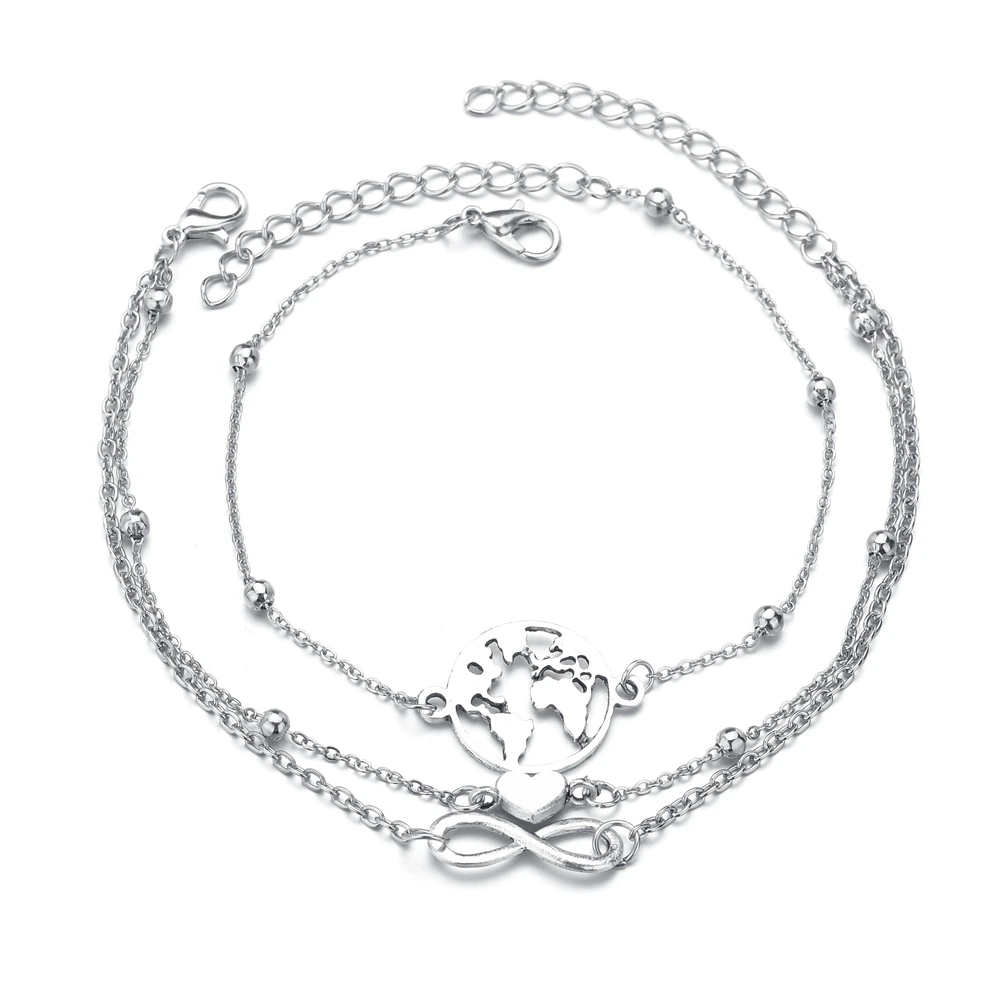 Богемные бусы браслет на щиколотке для женщин цепочка ног Круглый с кисточками