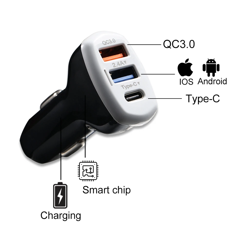 Автомобильное зарядное устройство CASEIER QC 3 0 USB для Samsung S9 Quick Charge 2.4A Phone Charger iPhone XS MAX